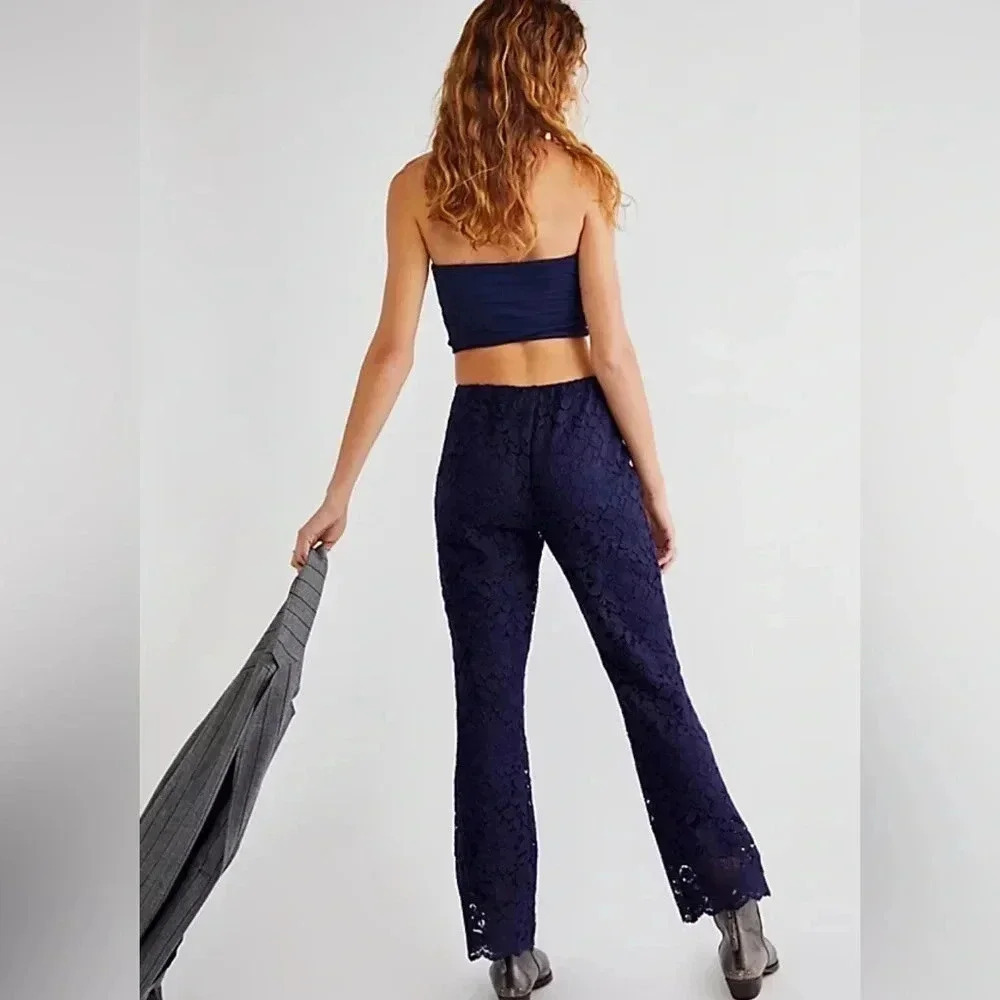 Free People wild laces pull on crop flare pants size M